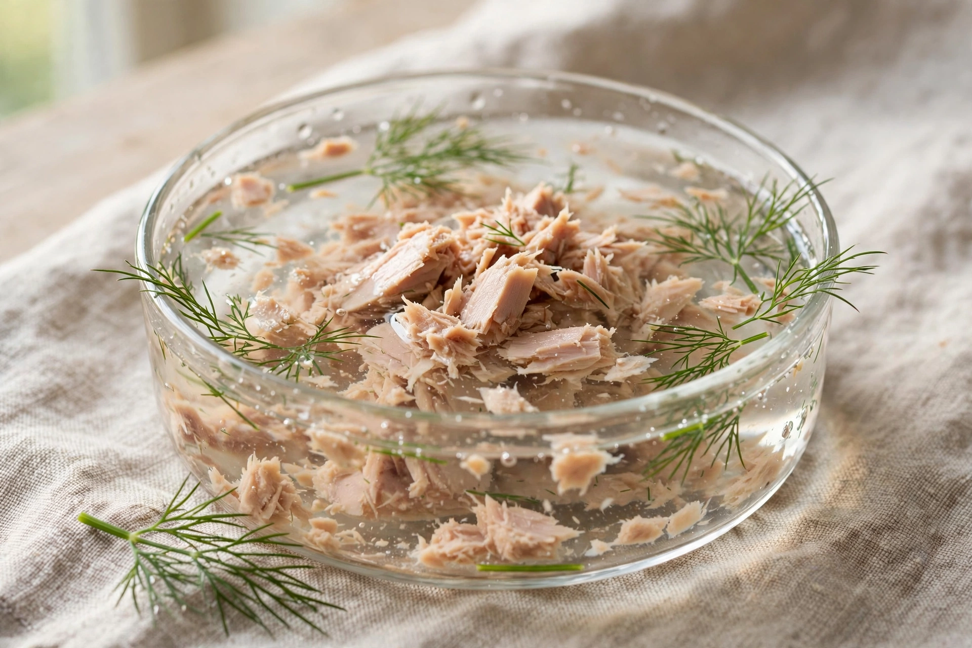 ปลาทูน่าปรุงสุก/ในน้ำแร่ (Canned Tuna in Water / Cooked) — 10 อันดับอาหารธรรมชาติที่มีปริมาณโปรตีนสูงที่สุดต่อน้ำหนัก 100 กรัม