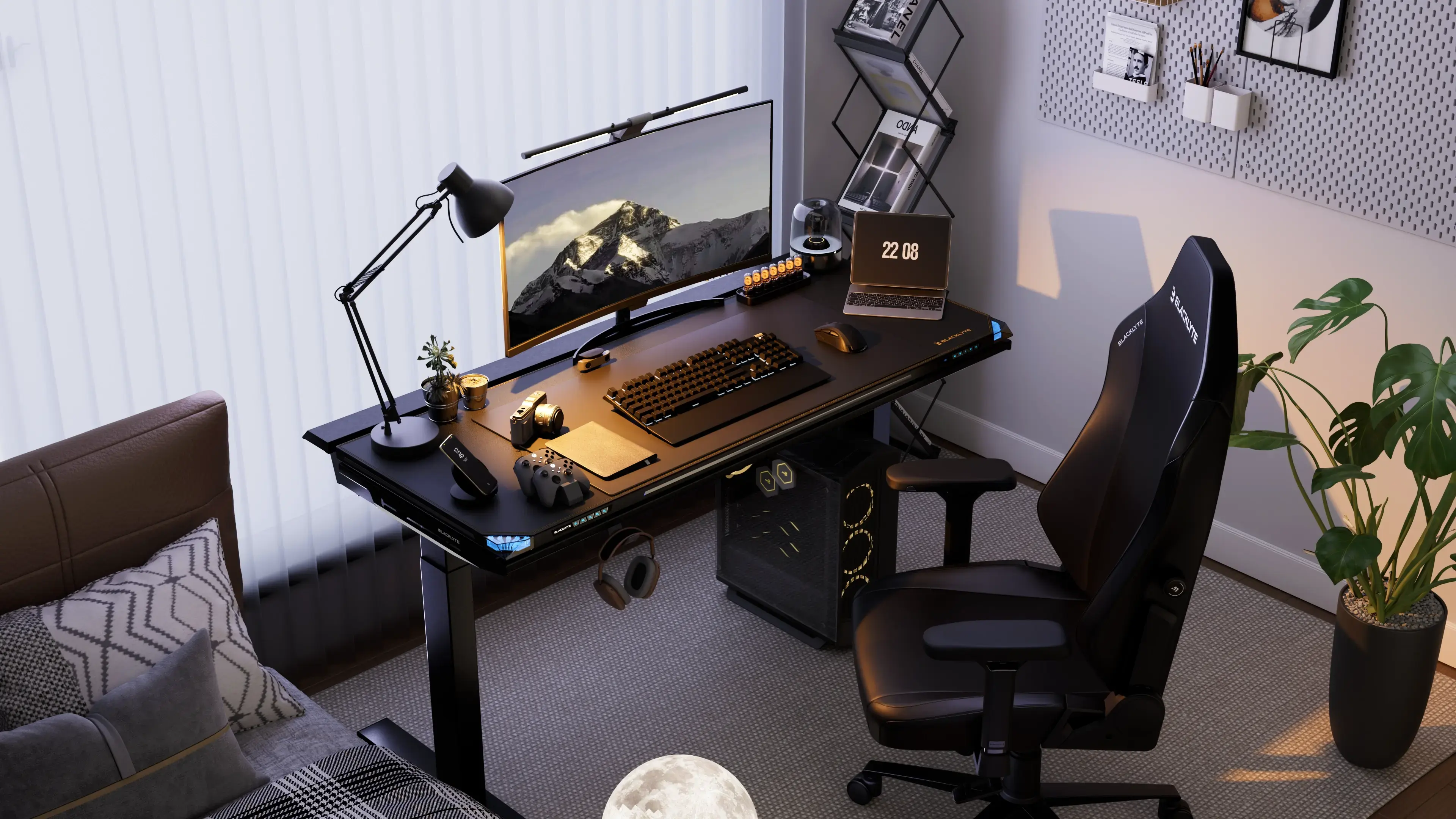 Smart Dual-Motor Standing Desk (โต๊ะปรับระดับความสูงไฟฟ้ามอเตอร์คู่) — 10 นวัตกรรมเก้าอี้และอุปกรณ์การยศาสตร์ (Ergonomic Desk Setup) ยอดนิยมปี 2026 เพื่อสุขภาพหลังและเพิ่มประสิทธิภาพการทำงาน